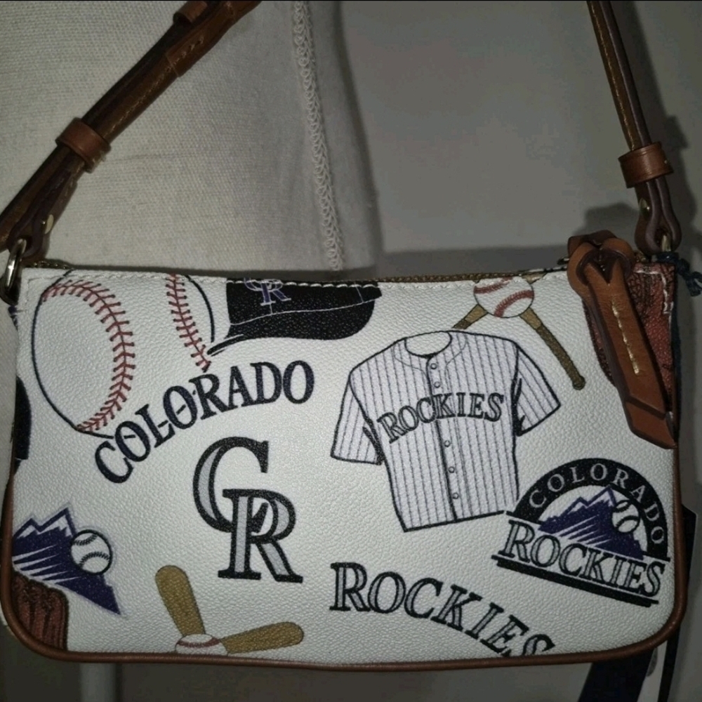 Dooney & Bourke White Baseball Print Crossbody Bag - Picture 9 of 15